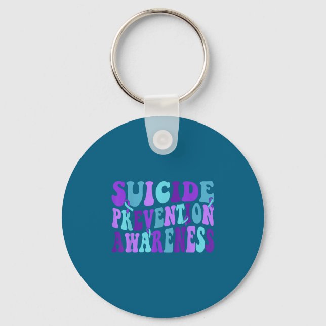 You Suicide Prevention Teal Purple Awareness Ribbo Schlüsselanhänger (Vorderseite)
