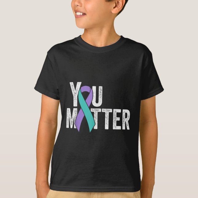 You Suicide Prevention Teal Purple Awareness Ribbo T-Shirt (Vorderseite)