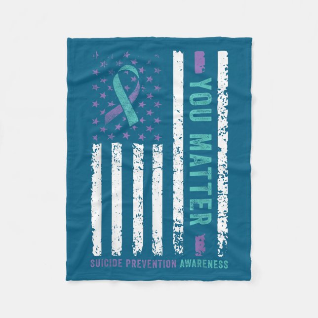 You Teal &amp; Purple Ribbon Suicide Prevention Aw Fleecedecke (Vorderseite)