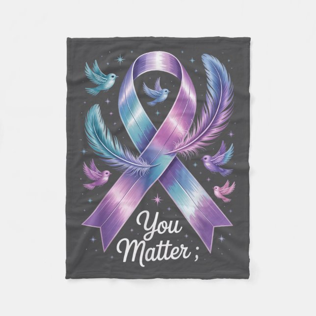 You Teal &amp; Purple Ribbon Suicide Prevention Aw Fleecedecke (Vorderseite)