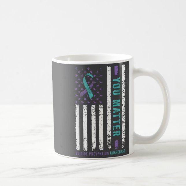 You Teal &amp; Purple Ribbon Suicide Prevention Aw Kaffeetasse (Rechts)