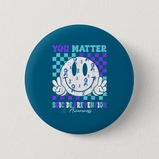 You Teal Purple Ribbon Suicide Prevention Awarenes Button (Vorderseite)