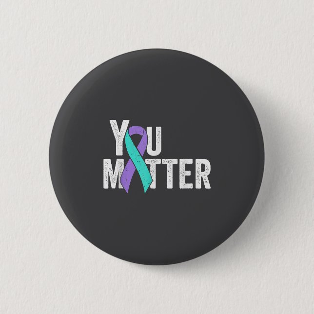 You Teal Purple Ribbon Suicide Prevention Awarenes Button (Vorderseite)