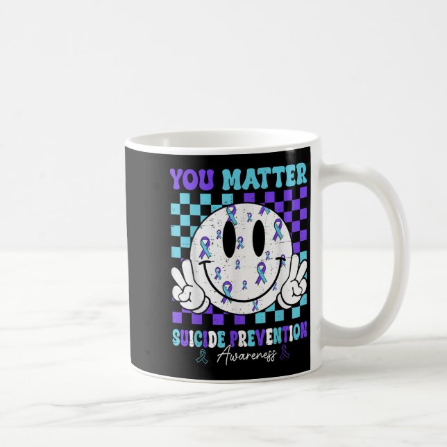 You Teal Purple Ribbon Suicide Prevention Awarenes Kaffeetasse (Rechts)