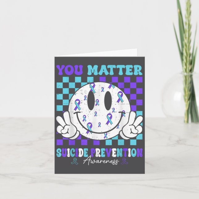 You Teal Purple Ribbon Suicide Prevention Awarenes Karte (Vorderseite)
