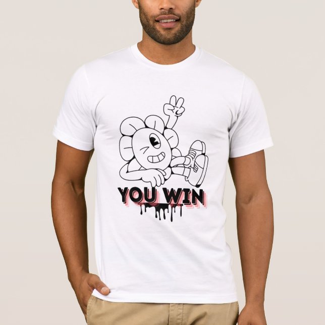 You Win Cartoon Tee – Fun Retro Gaming Victory  (Vorderseite)