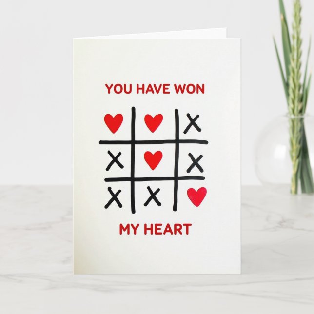 You Won My Heart Tic Tac Toe Card Karte (Vorderseite)