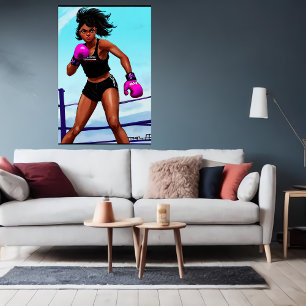 Young African American Boxer   Art der AI Poster