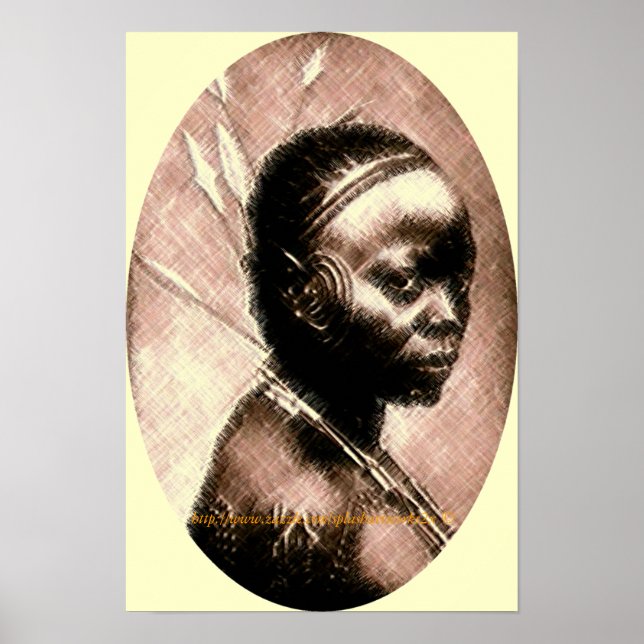 Young African Yuli Ikelemba Girl Cross Hatch Art Poster (Vorne)