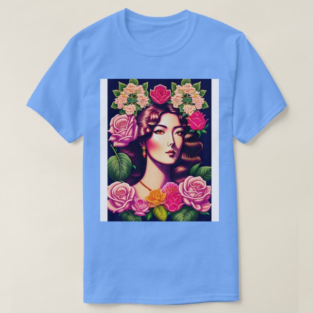 Young Agatha Christie Floral Art T-Shirt (Design vorne)