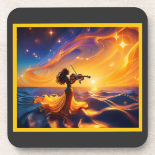 Young Asian Girl Playing Violine Surreal Scene Getränkeuntersetzer