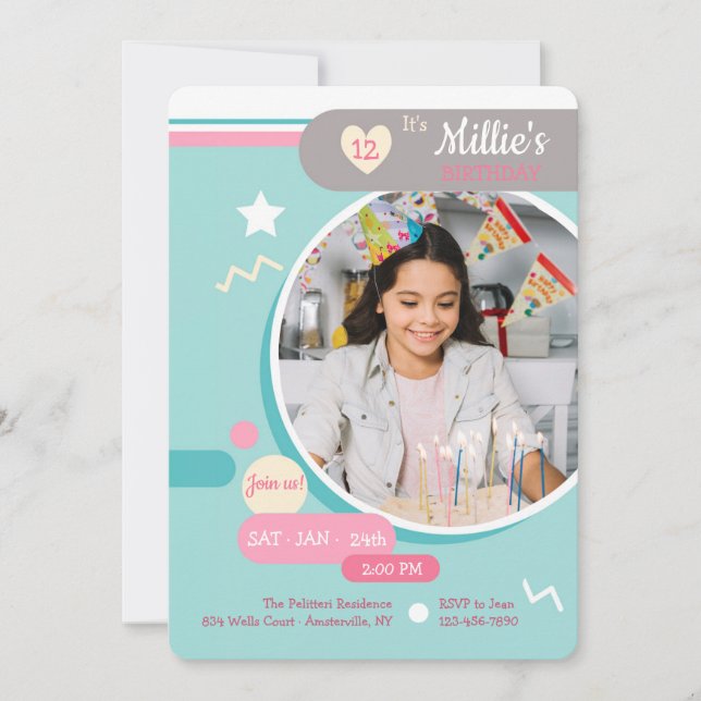 Young at Heart 1 Foto Birthday Einladung (Vorderseite)