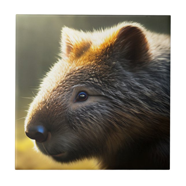 Young Australian Wombat, Keramik Tile Fliese (Vorderseite)