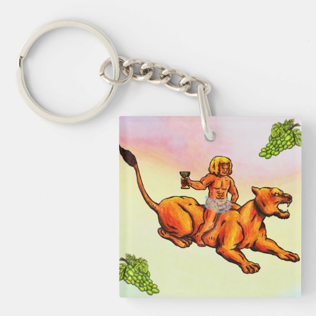 Young Bacchus reitet eine Löwe und grüne Trauben Schlüsselanhänger (Vorderseite)