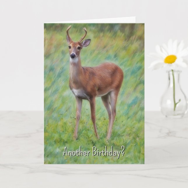 Young Birthday Deer Nature Funny Pun Birthday Card Karte (Kleine Pflanze)