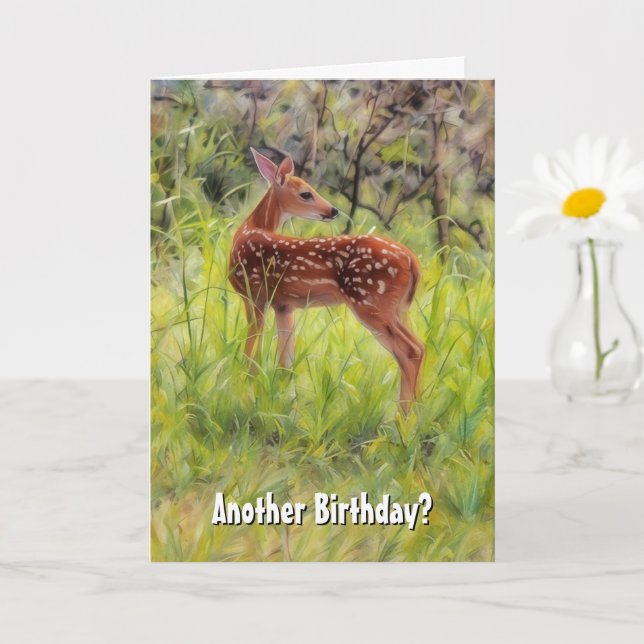 Young Birthday Funny Pun Deer Nature Birthday Card Karte (Kleine Pflanze)