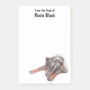 Young Black Dog Portrait Post-it Klebezettel