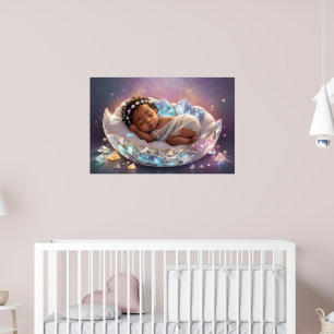 Young Black Princess Newborn Baby Girl Kinderzimme Poster