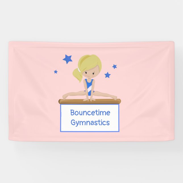 Young Blonde Gymnast Academy Class Custom Banner (Horizontal)