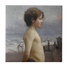 Young Boy at the Beach (von Jules Bastien-Lepage) Fliese