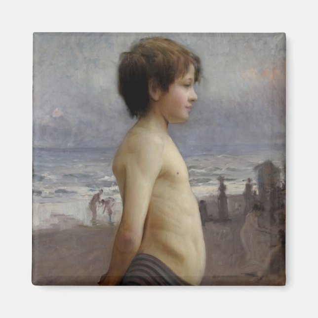 Young Boy at the Beach (von Jules Bastien-Lepage) Magnet (Vorne)