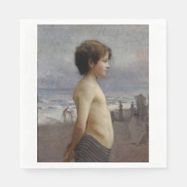 Young Boy at the Beach (von Jules Bastien-Lepage) Serviette