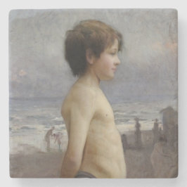 Young Boy at the Beach (von Jules Bastien-Lepage) Steinuntersetzer