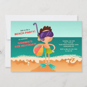 Young Boy on Beach Invitation Einladung