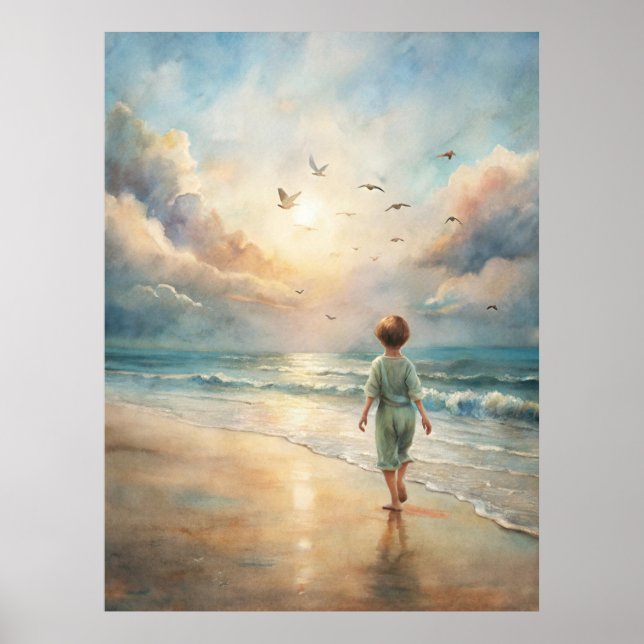 Young Boy on Beach Poster (Vorne)
