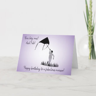 Young Boy Runner mit Kite Birthday Karte