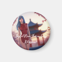 Young Cheongsam Beauty Posing für chinesisches Neu Magnet