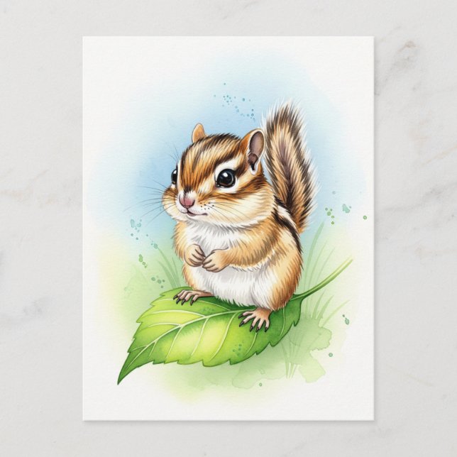 Young Chipmunk Baby Wild Animals Postcard Postkarte (Vorderseite)