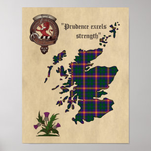 Young Clan Abzeichen und Tartan Poster 11x14