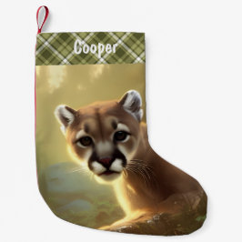 Young Cougar Wildlife Portrait Personalisiert Kleiner Weihnachtsstrumpf
