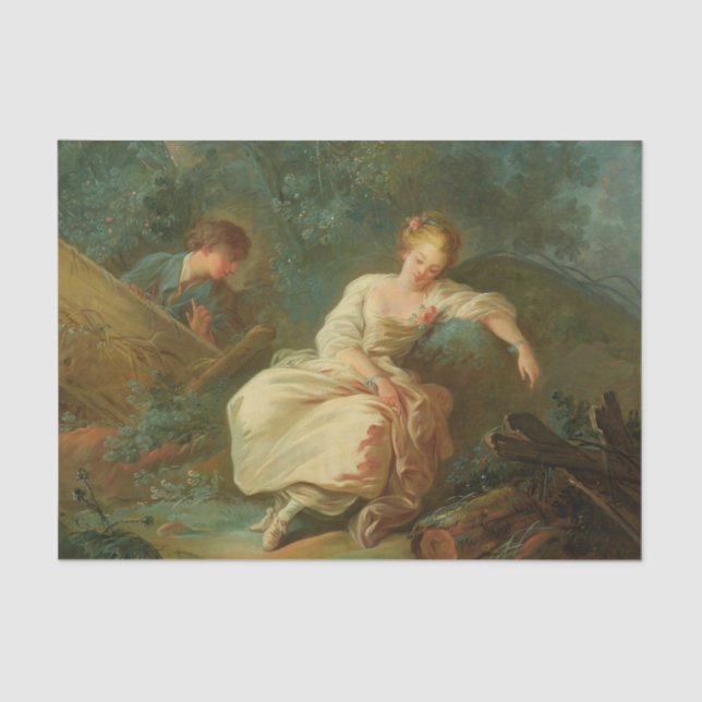 Young Couple in a Landscape von Jean-Baptiste Huet Seidenpapier (Vorderseite)