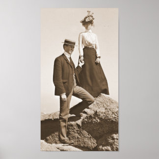 Young Couple Sepia 1915 Poster