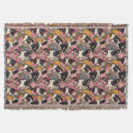 Young Cows Wearing Spring Hats In Strawberry Field Decke