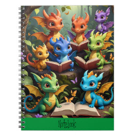 Young Dragons lesen Bücher über die Notebook-Abdec