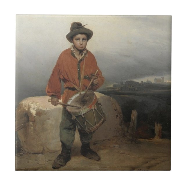 Young Drummer Boy (von Gerolamo Induno) Fliese (Vorderseite)