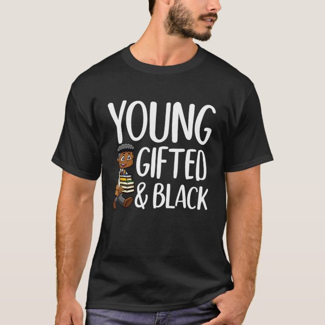 Young ed and Black African American Youth Black T-Shirt (Vorderseite)