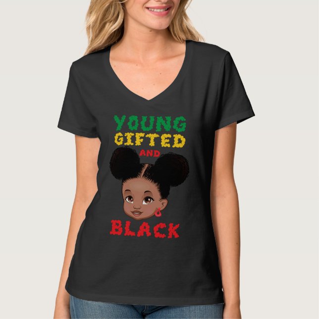 Young ed And Black Toddler Black African Girl Kids T-Shirt (Vorderseite)