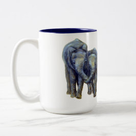 Young Elephants Coffee Mug Zweifarbige Tasse