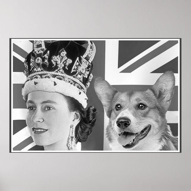 Young Elizabeth II. und ihr Corgi Poster (Vorne)