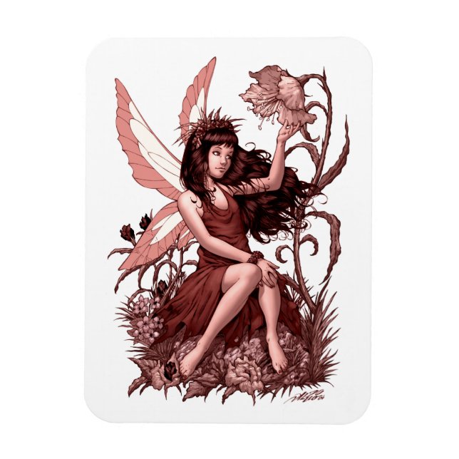 Young Fairy mit Blume von Al Rio Magnet (Vertikal)