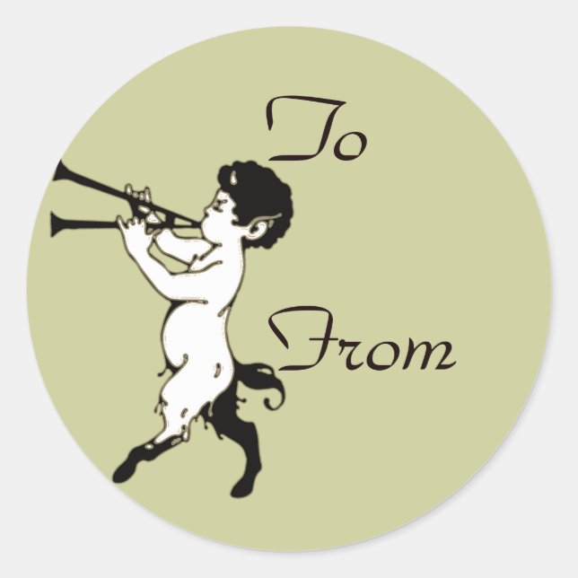 Young Faun mit Doppelschlag Runder Aufkleber (Vorderseite)