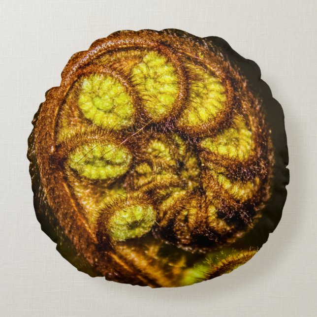 Young Fern Blätter Rundes Kissen (Vorderseite)