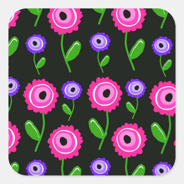 Young Florals Quadratischer Aufkleber (Vorderseite)