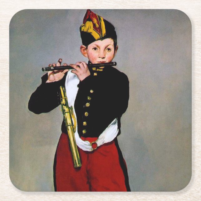 Young Flutist, The Fifer, Edouard Manet, 1866 Rechteckiger Pappuntersetzer (Vorderseite)