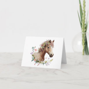 Young Foal Horse mit Blume BLANK Karte