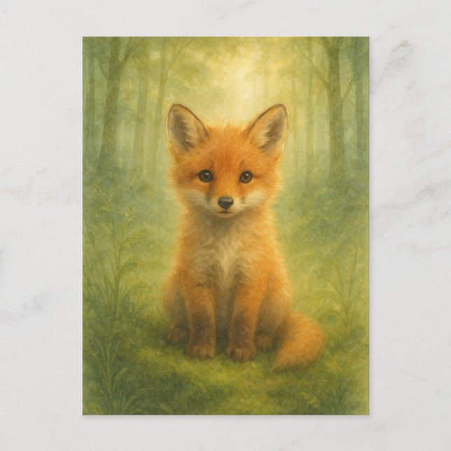 Young Fox Baby Wild Animals Postcard Postkarte (Vorderseite)
